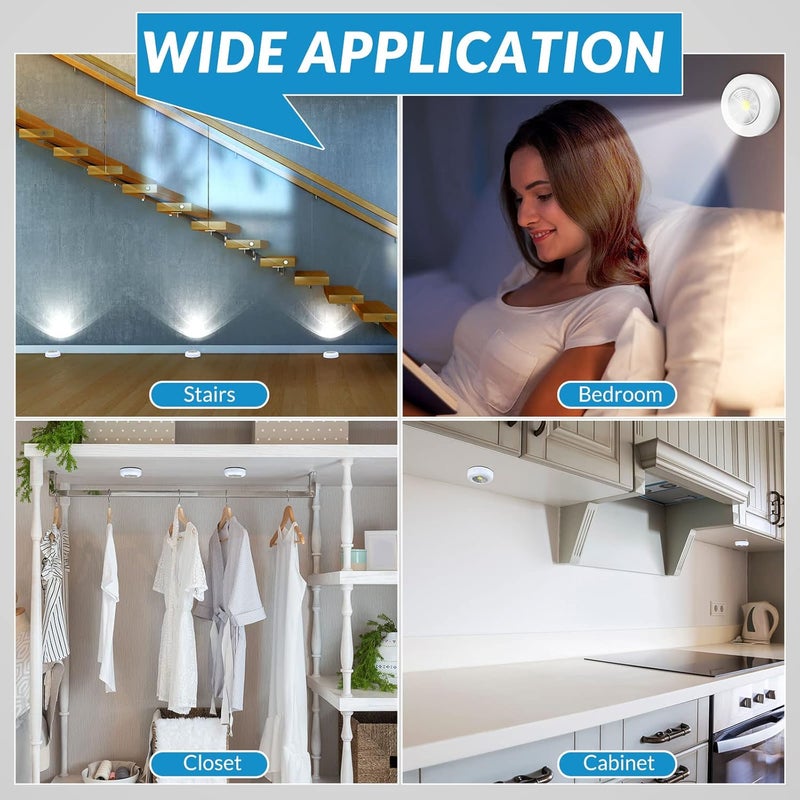 Macarrie Macarrie 36 Pcs LED Puck Wireless Ceiling Lights 60 Lumens Mini Touch Battery Operated Portable Stick on Lights for Counter Wall Kitchen White  - Image 4