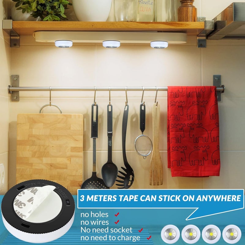 Macarrie Macarrie 36 Pcs LED Puck Wireless Ceiling Lights 60 Lumens Mini Touch Battery Operated Portable Stick on Lights for Counter Wall Kitchen White  - Image 5