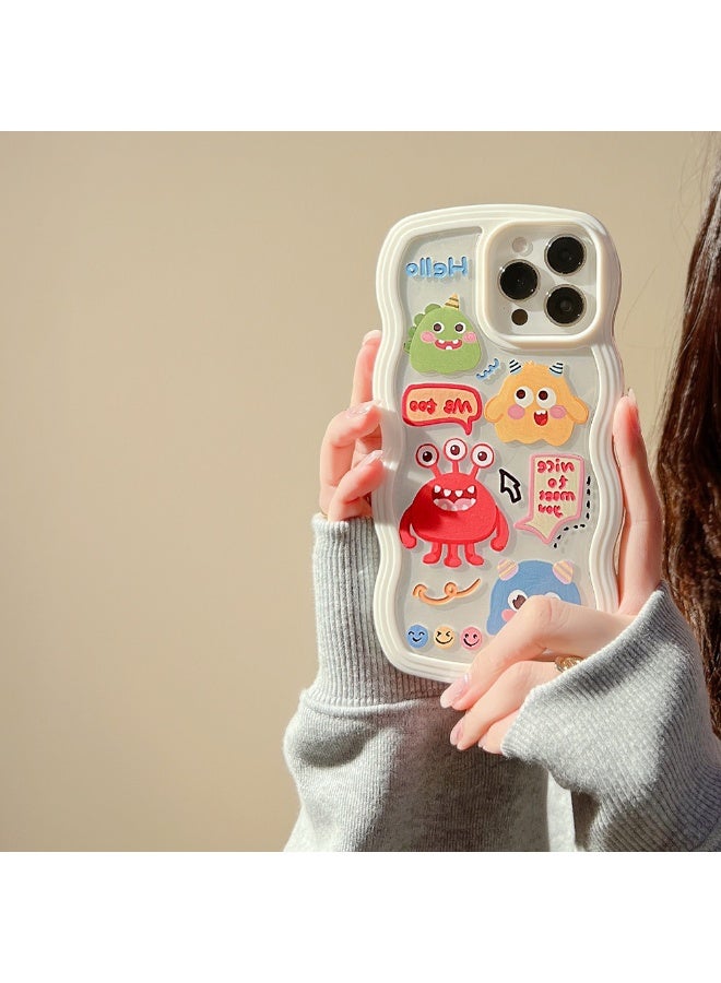 NIBEMINENT Cute Cartoon Monster Protective TPU Case Cover For iPhone 16, White