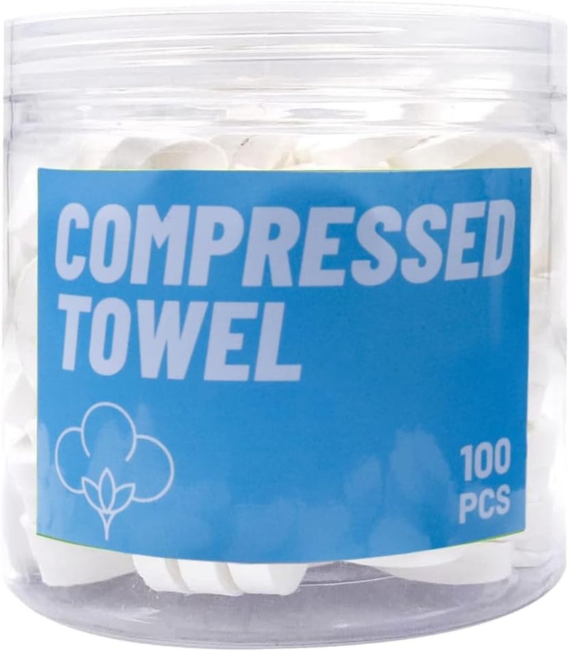 Canned Compressed Towels Portable Compressed Coin Tissue for Travel Sports Beauty Salon or Home Hand Wipes 100 PCS87x 98in