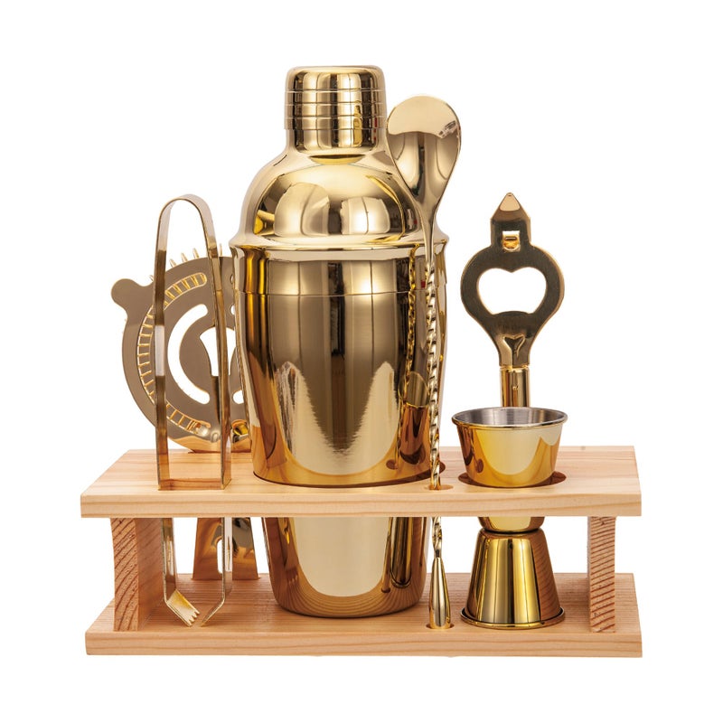 JNWINOG Cocktail Shaker Set Stainless Steel Bartending Kit 186oz Cocktail Bar Set Cocktail Mix Drink Making Kit Professional Bar and Home Drink Bar Tools for Bartender Gold 7Pcs - Image 2