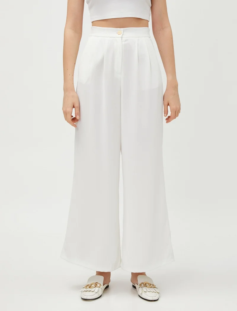 كوتون Palazzo Trousers Pleated Pocket
