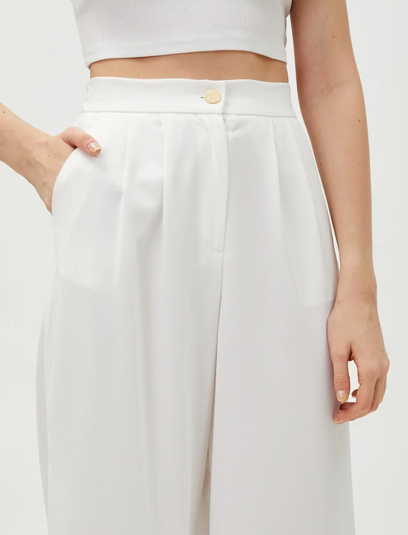 كوتون Palazzo Trousers Pleated Pocket