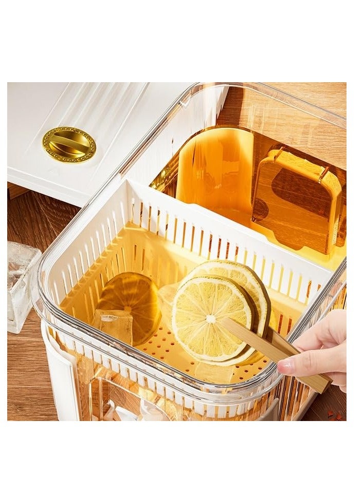 SOLARAE Beverage Dispenser for Fridge Clear Premium Plastic Small Iced Water Jug Holder with Filter Spout Spigot Refrigerator Drinks Container for Parties Juice Pitcher Juice Container Iced for Party - Image 2