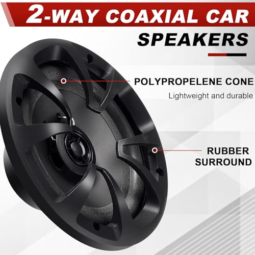 Datanly 2 Pairs 2-Way Coaxial Car Audio Speakers Full Range Speakers with Powerful Sound and Easy Installation Enhanced Bass Response Black Car Loudspeaker (6.5") - Image 4