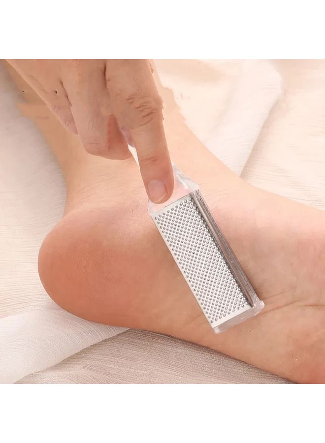 Stainless Steel Foot File With Transparent Handle Manual Exfoliator Pedicure Tool - Image 2