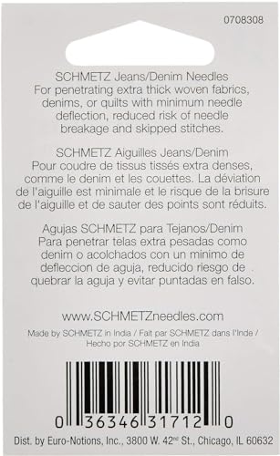 SCHMETZ Jean & Denim Sewing Machine Needles - Precision Needles for Heavy Fabric, Size 100/16, 5-Needle Cards, Pack of 1 - Image 2