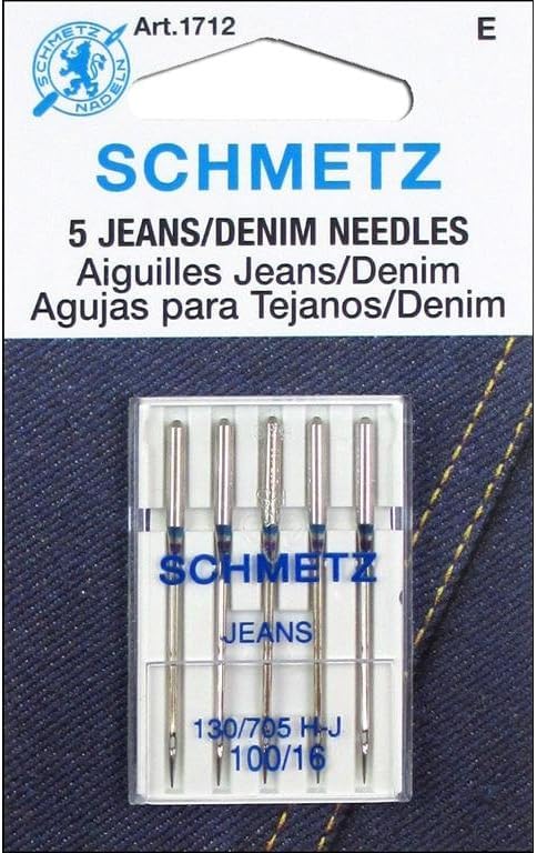SCHMETZ Jean & Denim Sewing Machine Needles - Precision Needles for Heavy Fabric, Size 100/16, 5-Needle Cards, Pack of 1 - Image 3
