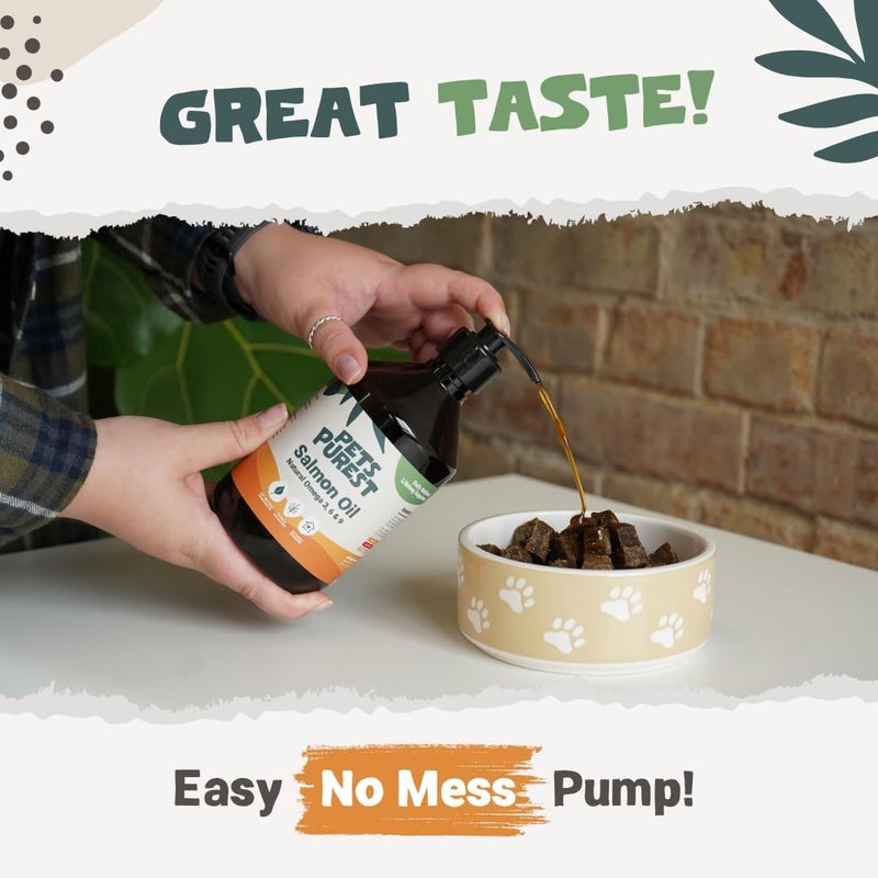 Pets Purest Salmon Oil for Dogs, Cats, Horses, Ferrets & Pets - 32 Fl Oz 100% Pure Premium Food Grade - Natural Omega 3, 6 & 9 Supplement - Promotes Coat, Skin, Joint and Brain Health - Image 2