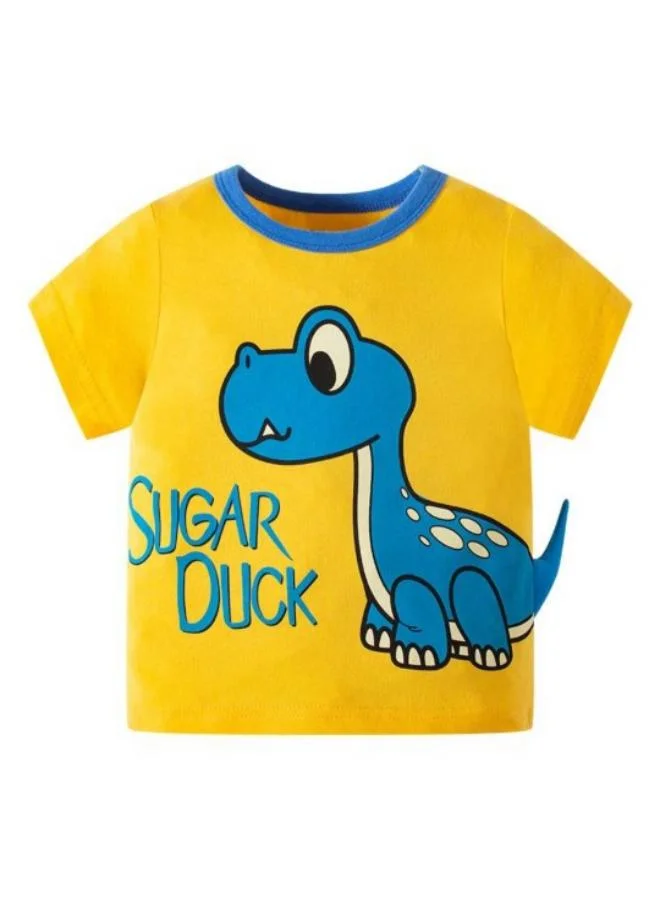 YUNIQEE Yellow Printed Short Sleeve Crew Neck T-Shirt