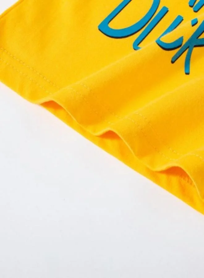 YUNIQEE Yellow Printed Short Sleeve Crew Neck T-Shirt