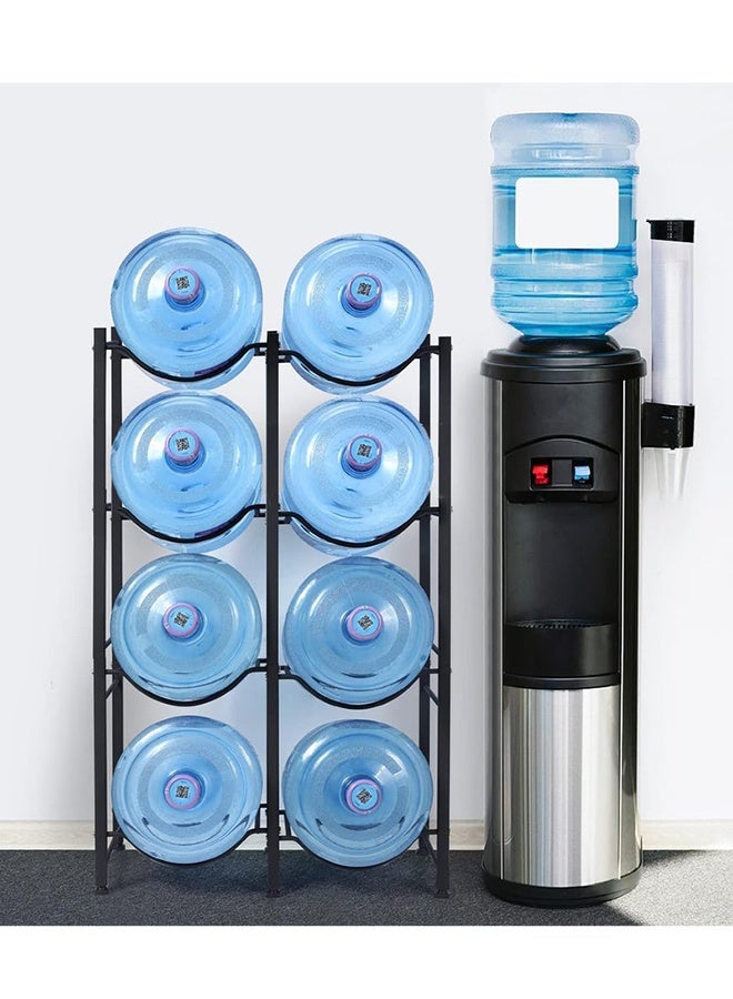 RollsTimi  5 Gallon Water Bottle Holder, 4 Tier Water Jug Rack, Water Jug Holder Rack for 5 Gal Water Bottle, Heavy Duty Detachable 5 Gallon Water Jug Stand for 8 Bottles,Black - Image 2