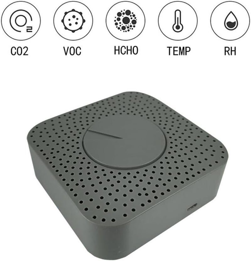 ZigBee Intelligent Air Quality Monitor 5-in-1 Air Housekeeper HCHO/CO2/VOC/Temperature/Humidity Detector Support Remote APP Control Alarm Function Compatible with Home for Home Office - Image 1