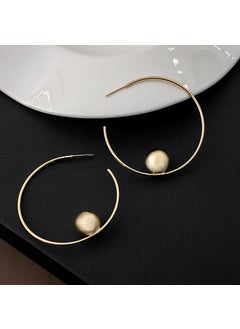 Silver Needle Luxury Geometric round Ball C-Shape Earrings Minimalist Cool Style Personality Exaggerated Ear Jewelry E3103-1/Gold