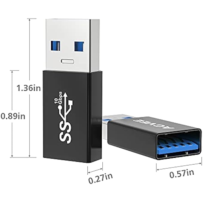 AGVEE [4 PACK] USB-A 3.0 FEMALE TO USB-A 3.0 MALE ADAPTER, USB 3.0 CONVERTER COUPLER EXTENSION EXTENDER CONNECTOR, BLACK - Image 3