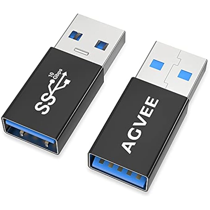 AGVEE [4 PACK] USB-A 3.0 FEMALE TO USB-A 3.0 MALE ADAPTER, USB 3.0 CONVERTER COUPLER EXTENSION EXTENDER CONNECTOR, BLACK - Image 2