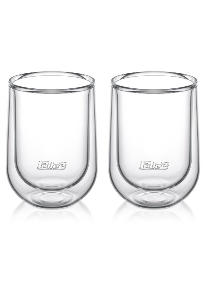 Feller Germany TG230 Double-Wall Glasses Set of 2, 230ml Insulated Borosilicate Tumblers for Coffee, Tea, Water & Juice, Keeps Drinks Hot & Cold, Thermal Shock Resistant, BPA-Free - Image 2