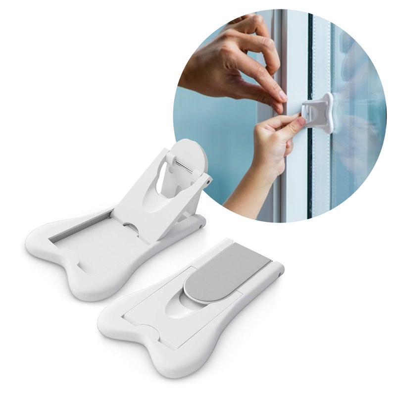 ashtonbee Child Safety Locks for Cabinets and Drawers, Sliding Door Lock, Easy-to-Install Cabinet Locks for Babies, Baby Cabinet Safety Latches, Set of 2, White - Ashtonbee (Pack of 2) - Image 1