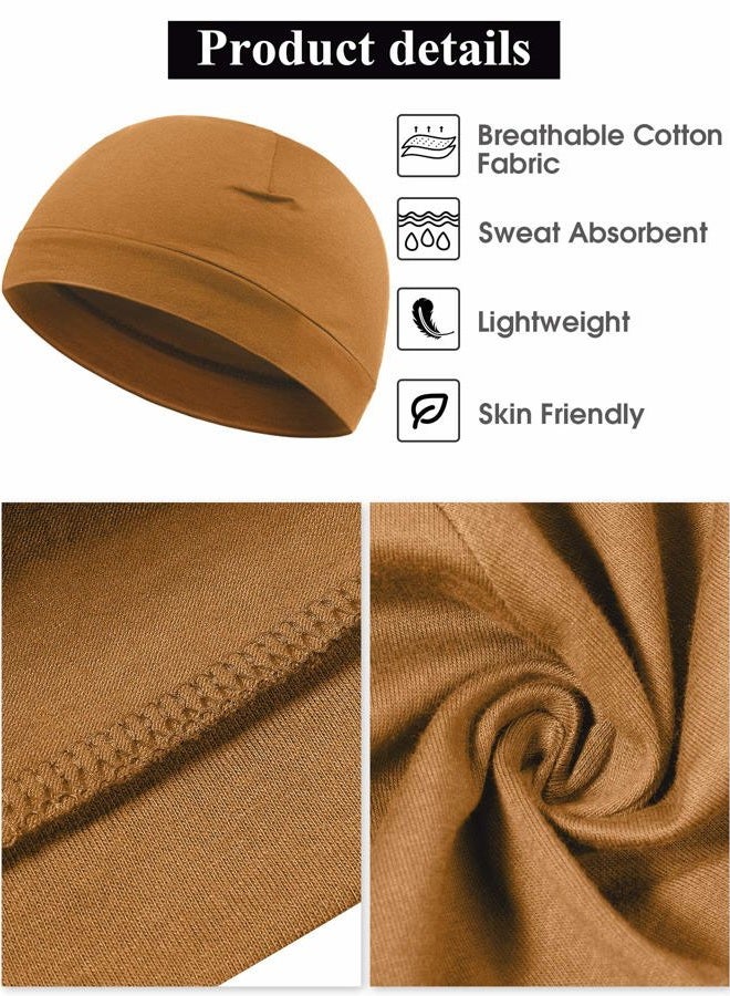 Syhood 6 Pieces Men Skull Caps Cotton Beanies Sleep Hats Multifunctional Helmet Liner Cap for Men and Women (Tasteful Colors), Tasteful Colors, M - Image 2