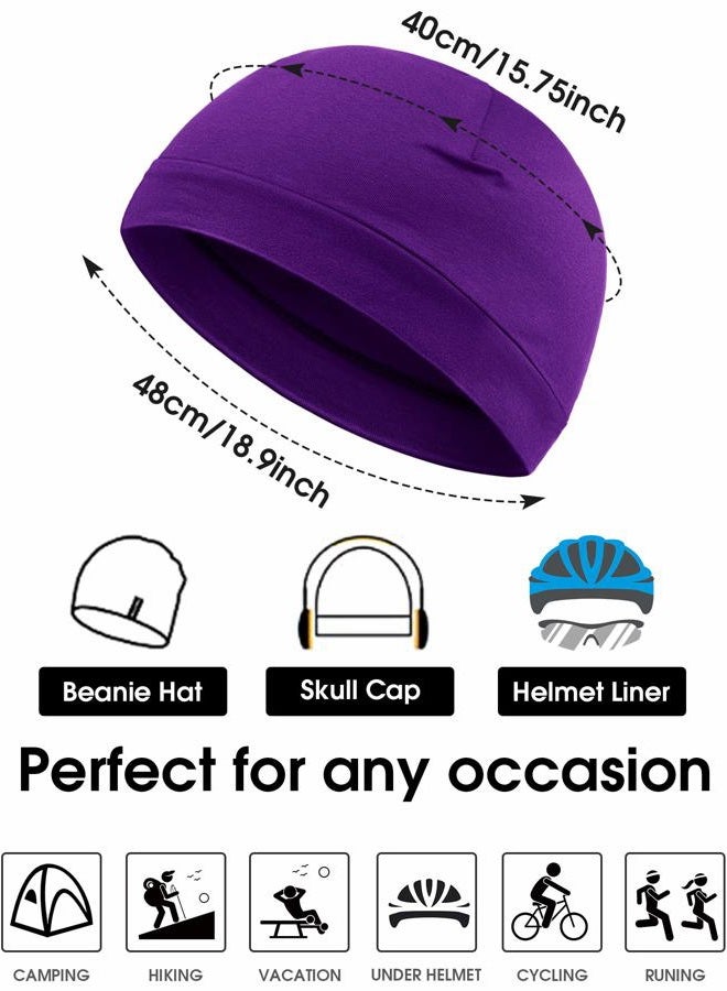Syhood 6 Pieces Men Skull Caps Cotton Beanies Sleep Hats Multifunctional Helmet Liner Cap for Men and Women (Tasteful Colors), Tasteful Colors, M - Image 3
