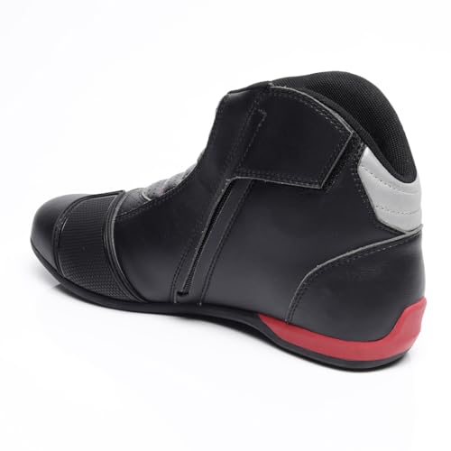 TVS Racing Ankle Length Slip-On Riding Boots for Men:Waterproof Riding Shoes with Reflective Panel (Size-8/Black) - Image 5