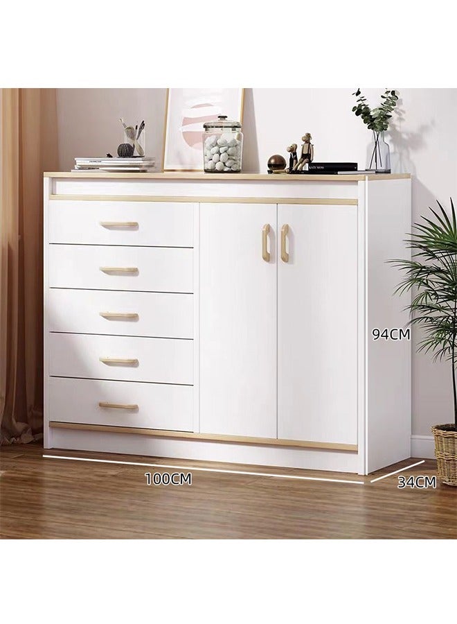 خزانة تخزين حديثة ، خزانة تخزين الدرج ، خزانة تخزين ، تخزين مغلق متعدد الدرج ، مناسب لغرفة المعيشة ، غرفة النوم وخزانة المطبخ ، 100 سم × 34 سم × 94 سم. - Image 2