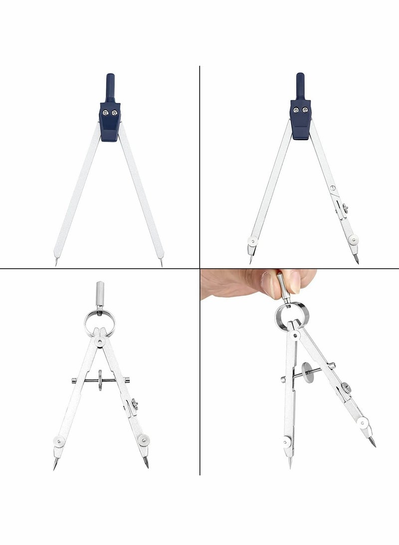 Captaintech Math Geometry Circle Kit, 13 Pieces Set Metal Compass Geometry Precision Tool Set,  Circle Drawing Tools Rulers Protractors for Architects Engineers Students, for Drafting and Drawings - Image 4