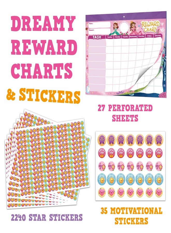 Gooji Princess Reward Chart for Kids - Motivational Chore Chart for Kids, Behavior Chart for Kids at Home, Sticker Chart - Perfect for Encouraging Good Habits, Learning, and Responsibility - Image 2