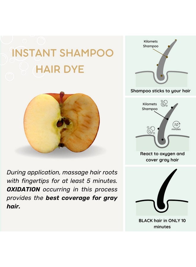Kilomets BLACK Hair Dye Shampoo 400ml- 100% Grey Coverage in Minutes- Ammonia Free Hair Color Shampoo Cover Gray Silver Hair- Instant Darkening Coloring At Home- Gift for Mom Dad - Image 4