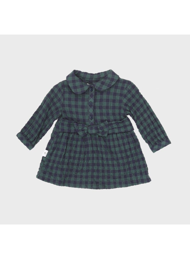 Zara Fashionable Vintage Sweet Plaid Bow Dress For Kids - Image 2
