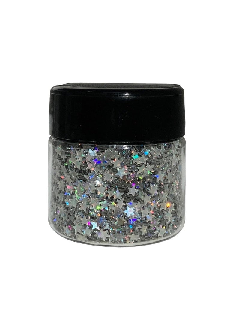 DIY Kit Creations Biodegradable Holographic Stars Cosmetic Grade Glitter 0.75 oz jar - Vegan & Cruelty Free 