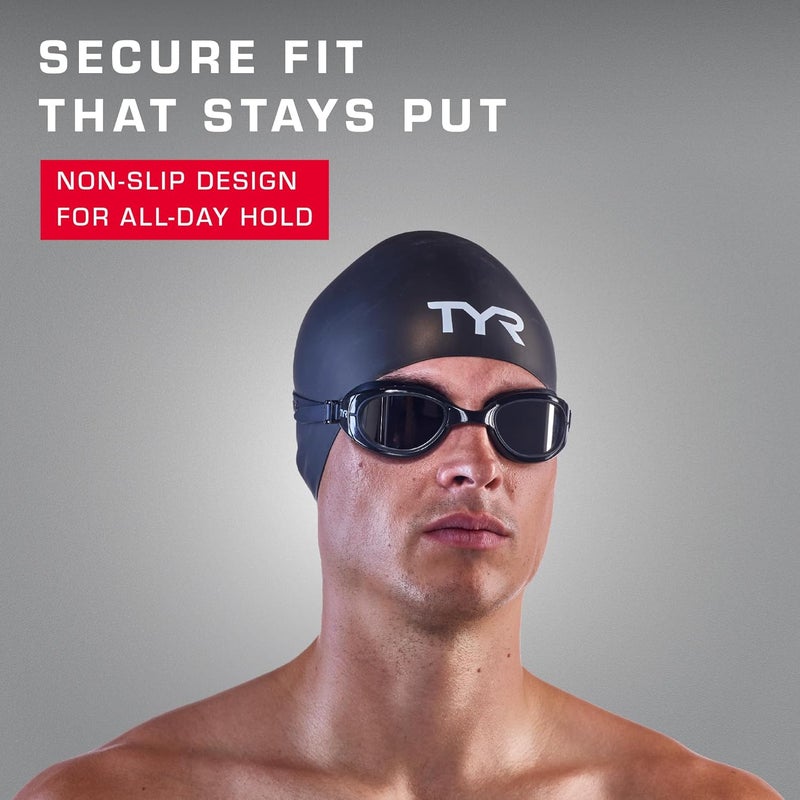 TYR Adult Wrinkle Free Silicone Swim Cap for Drag Reduction and Hair Protection - Image 5