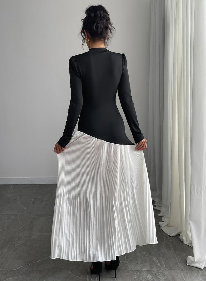 Take Two Color Block Pleated A-Line Maxi Dress - Image 5