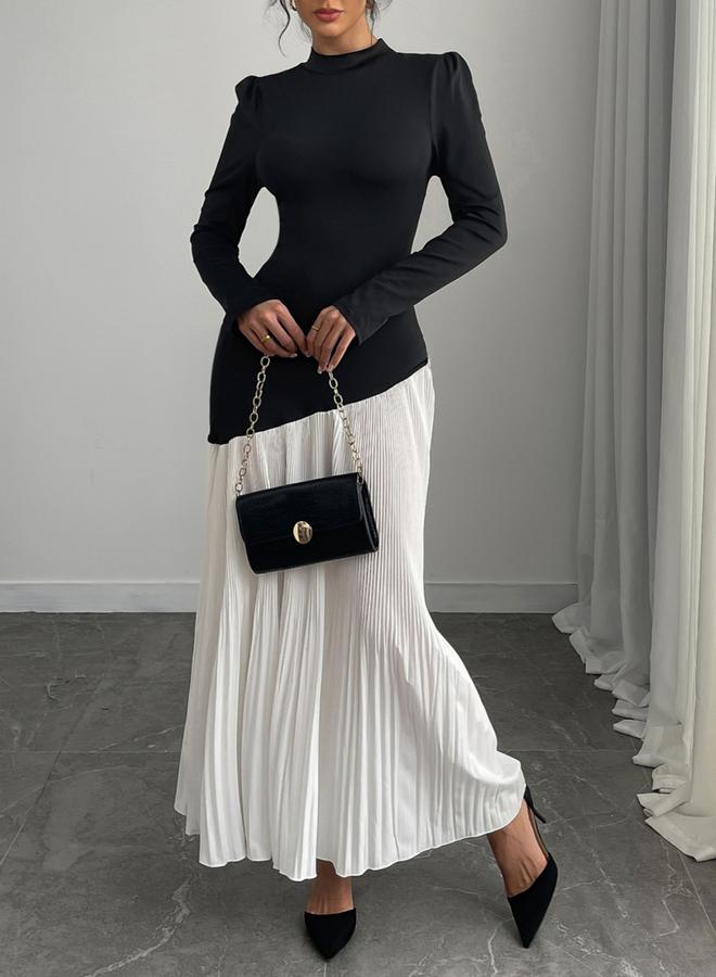 Take Two Color Block Pleated A-Line Maxi Dress - Image 3