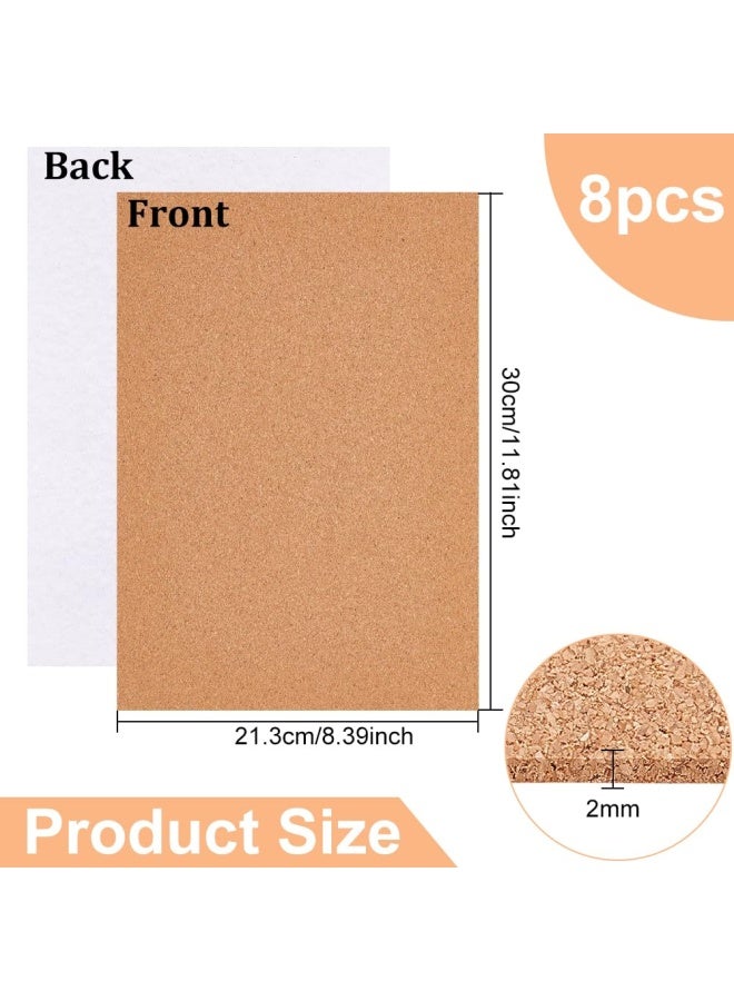 Benecreat 8 Pack 8.3  X 11.8  Self-Adhesive A4 Size Cork Sheets 2Mm Thick  Rectangle Insulation Cork Backing Sheets For Coaster  Wall Decoration  Party And Diy Crafts Supplies - Image 2