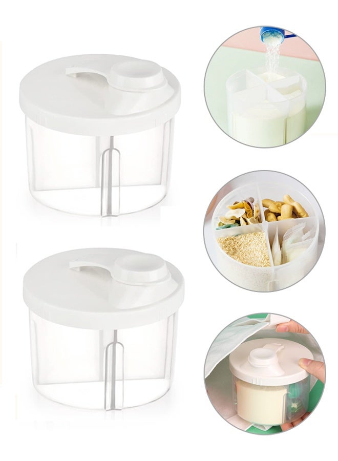 2 Pack Baby Formula Dispenser On The Go, Non-Spill Rotating Four-Compartment Formula Container to Go for Infant Toddler Travel Outdoor(White) - Image 1