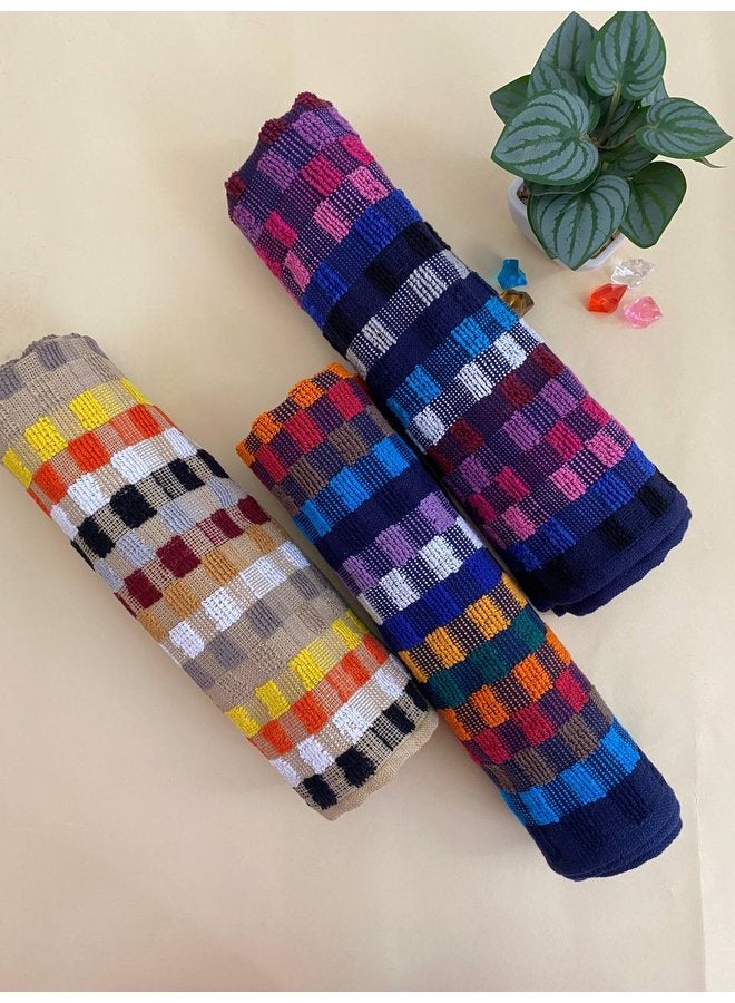 توالا طقم فوط مطبخ 3 قطع 3الوان ، امتصاص عالي، مقاس 50*70 سم، قطن 100% ،عملية وسهلة التنظيف. - Image 1