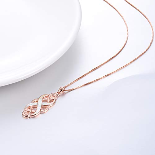 YFN Irish Celtic Knot Created Opal Pendant Necklace Infinity Love Sterling Silver CZ Jewelry 18" - Image 5
