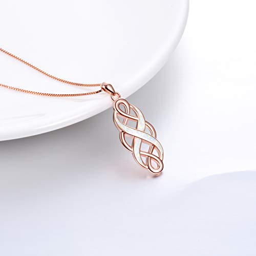 YFN Irish Celtic Knot Created Opal Pendant Necklace Infinity Love Sterling Silver CZ Jewelry 18" - Image 4