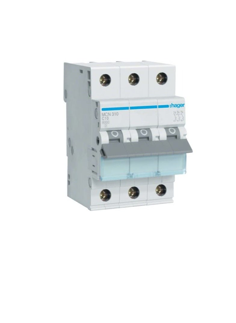 Hager HAGER Miniature circuit breaker Three Pole 10A 6KA TP MCB TYPE C MCN310 ONEKONEKT*  - Image 2