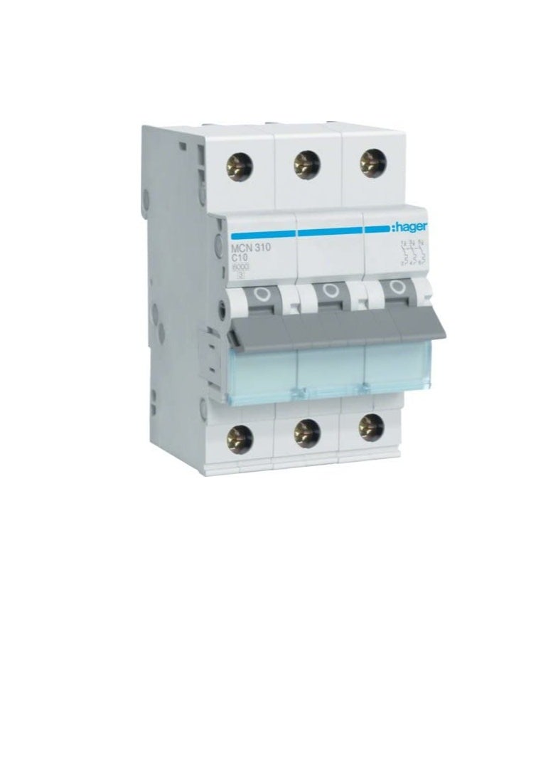 Hager HAGER Miniature circuit breaker Three Pole 10A 6KA TP MCB TYPE C MCN310 ONEKONEKT*  - Image 3