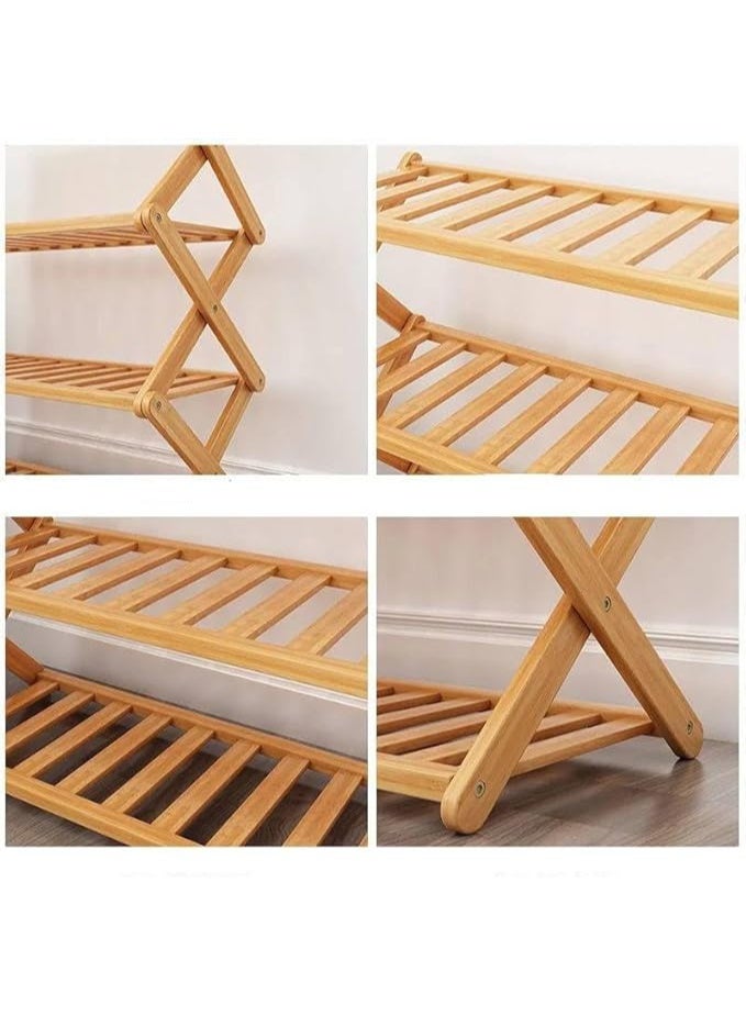 4-Tier Foldable Wooden Shoe Rack – Practical Design for Shoe Storage and Space Saving | Dimensions: 55 x 25 x 70 cm - Image 4