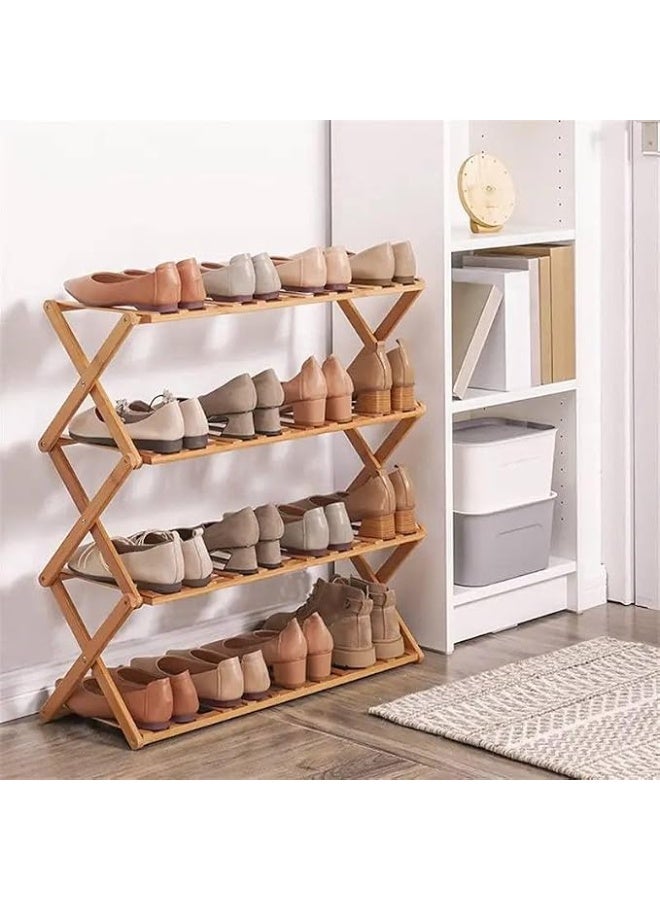 4-Tier Foldable Wooden Shoe Rack – Practical Design for Shoe Storage and Space Saving | Dimensions: 55 x 25 x 70 cm - Image 5