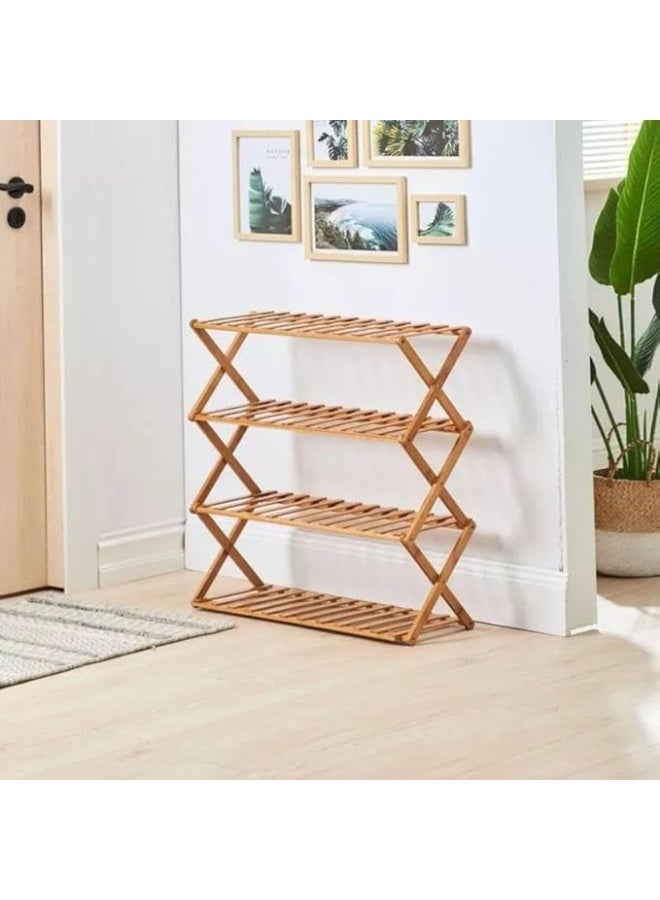 4-Tier Foldable Wooden Shoe Rack – Practical Design for Shoe Storage and Space Saving | Dimensions: 55 x 25 x 70 cm - Image 2