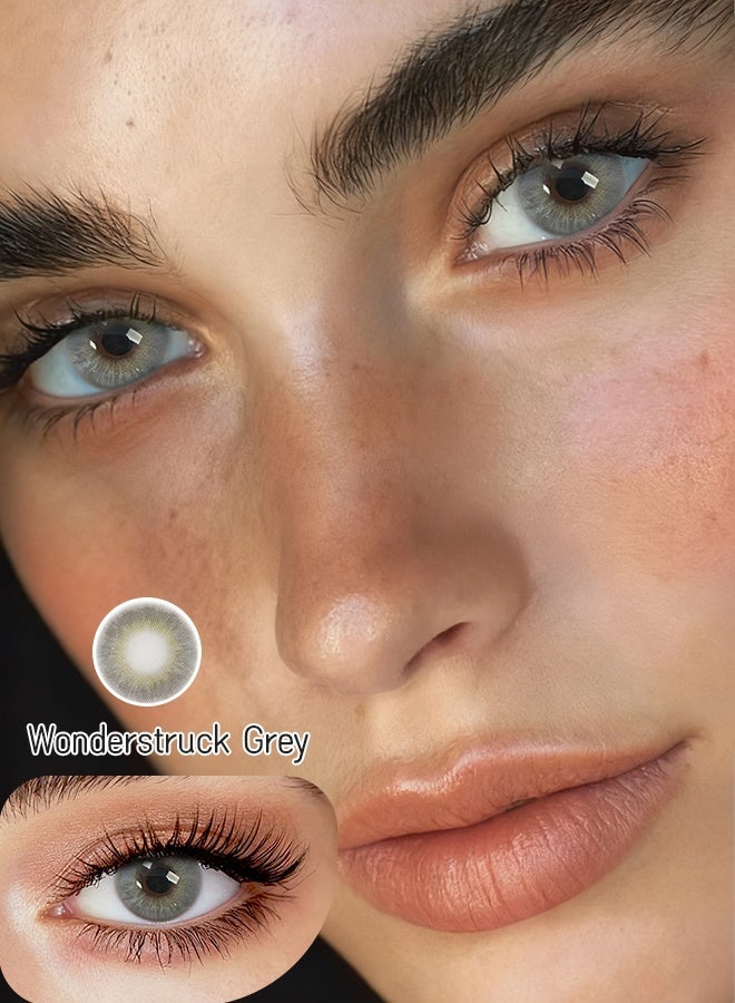 عيون غامضة ميستيك آيز عدسات لاصقة ملونة 6 أشهر، “Wonderstruck Grey”  14.00 مم، عدسات تجميلية طبيعية للاستخدام اليومي، لون عيون شائع ومبيْع بشدة، للجنسين، مع علبة - Image 1