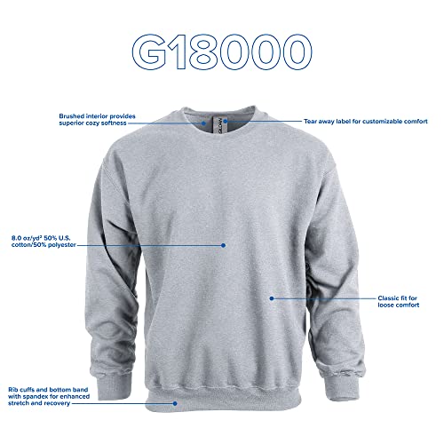 Gildan UGP Campus Apparel Gildan Men's -Fleece Crewneck Sweatshirt, Style G18000, Sport Grey, Medium - Image 4