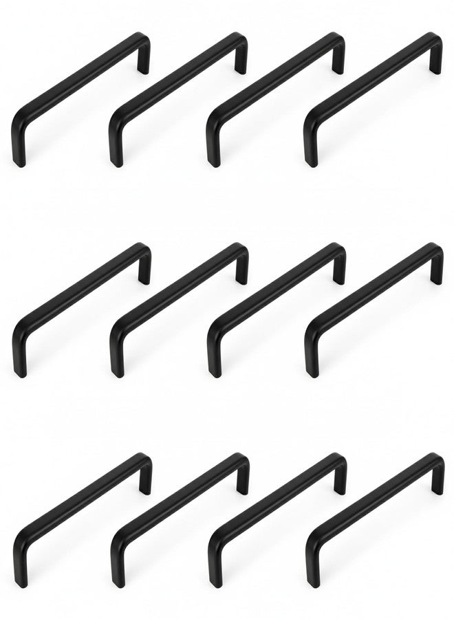 Atlantic Stainless Steel Capsule D Drawer, Cabinet Handles, Matte Black, 6 Inch - Set of 12, Black Finish Pull Handles - Image 1