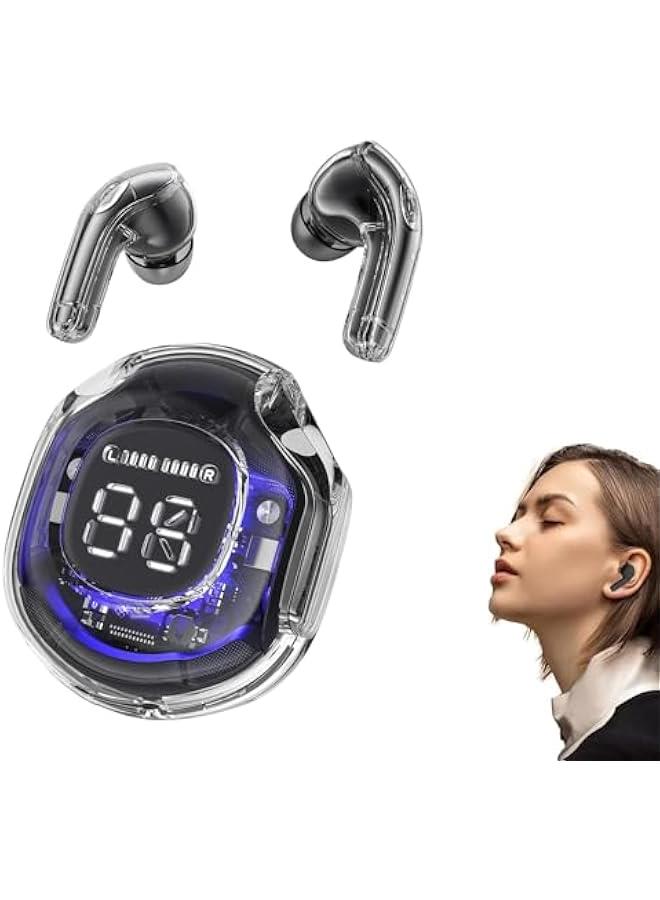 سماعات اذن لاسلكية بخاصية الغاء الضوضاء، سماعات اذن لاسلكية شفافة مقاومة للعرق بخاصية الغاء الضوضاء - شاشة رقمية LED 5.4 انش وتحكم باللمس للتمارين والجري - Image 1
