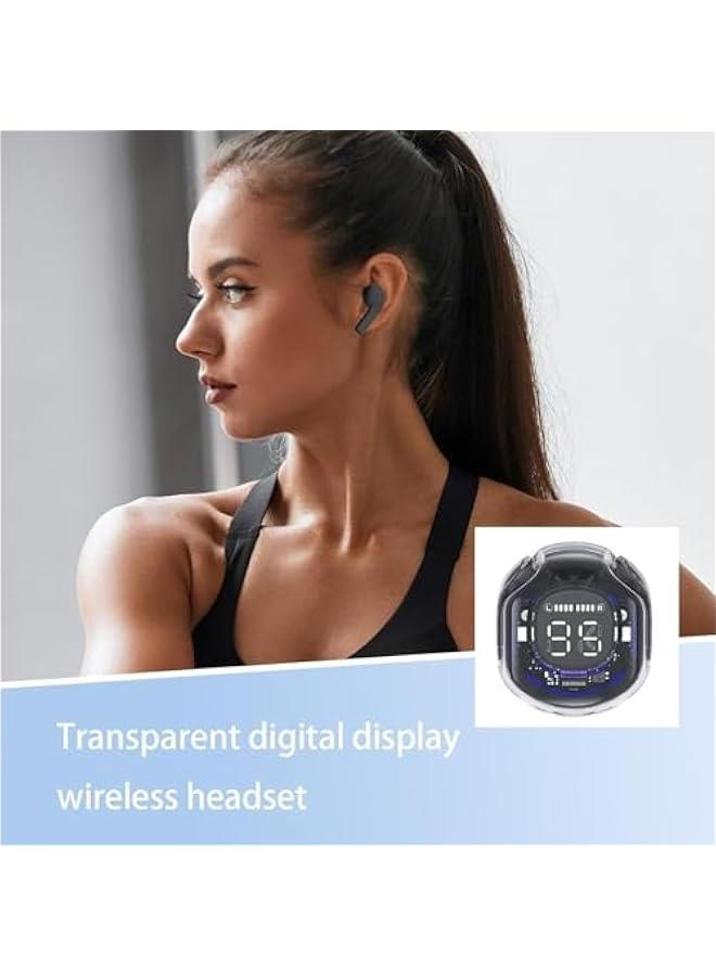 سماعات اذن لاسلكية بخاصية الغاء الضوضاء، سماعات اذن لاسلكية شفافة مقاومة للعرق بخاصية الغاء الضوضاء - شاشة رقمية LED 5.4 انش وتحكم باللمس للتمارين والجري - Image 5