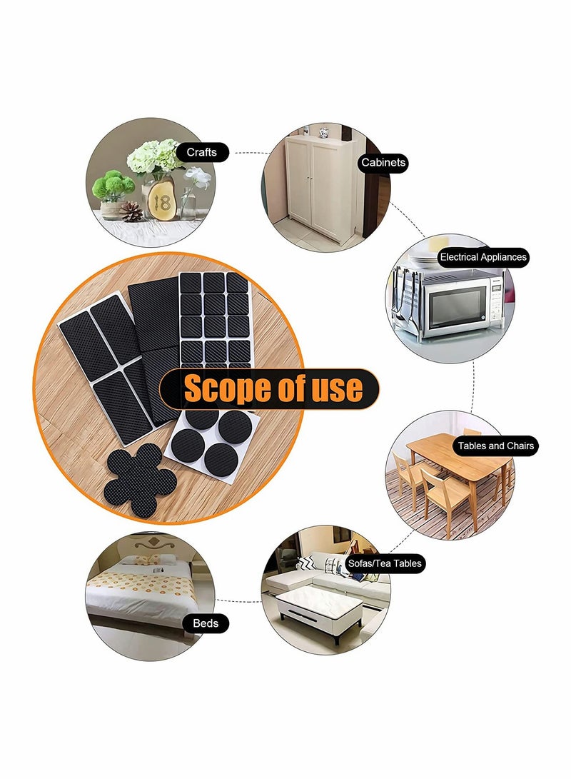 Furniture Pads Anti Slip Rubber Pads Self Adhesive Furniture Grippers Non Slip Furniture Pads for Furniture Legs Anti Scratch Silicone Floor Protectors for Hardwood Floors 186Pcs - Image 5